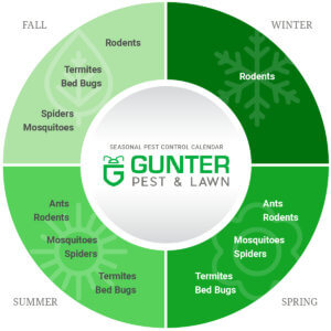 Gunter's Pest Control calendar for residential services.