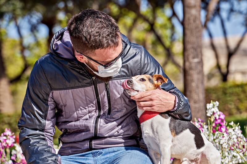 Person taking precautions for his fluffy friend.