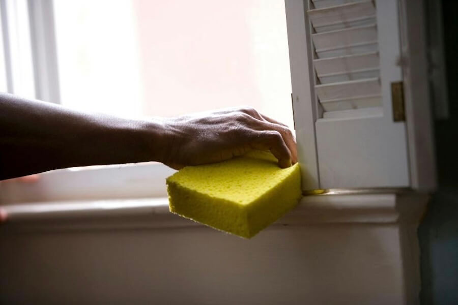 Cleaning the window sills. Pest Control Tips For Apartment Living.